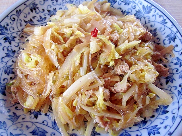 ヘルシー～白菜と春雨の中華風炒め