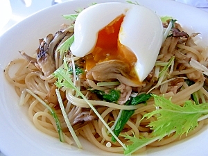 舞茸と水菜の和風パスタ
