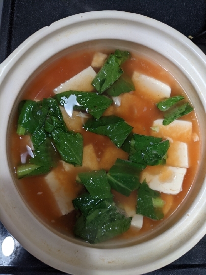 ほうれん草と豆腐のトマトスープ