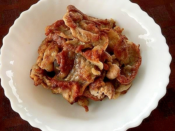 豚薄切り肉のカリカリガーリック焼き