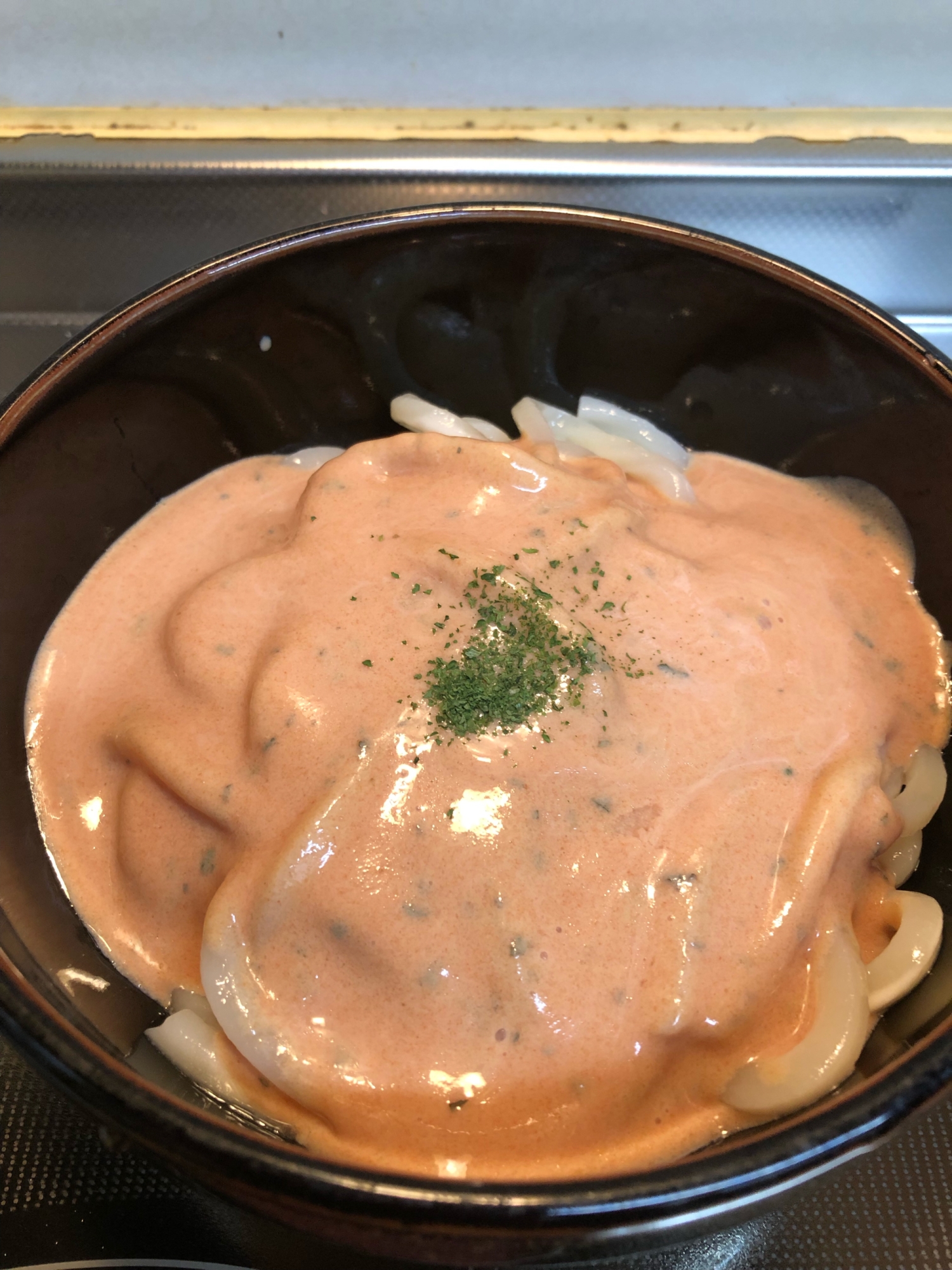 カップスープde冷製トマトのポタージュうどん^_^