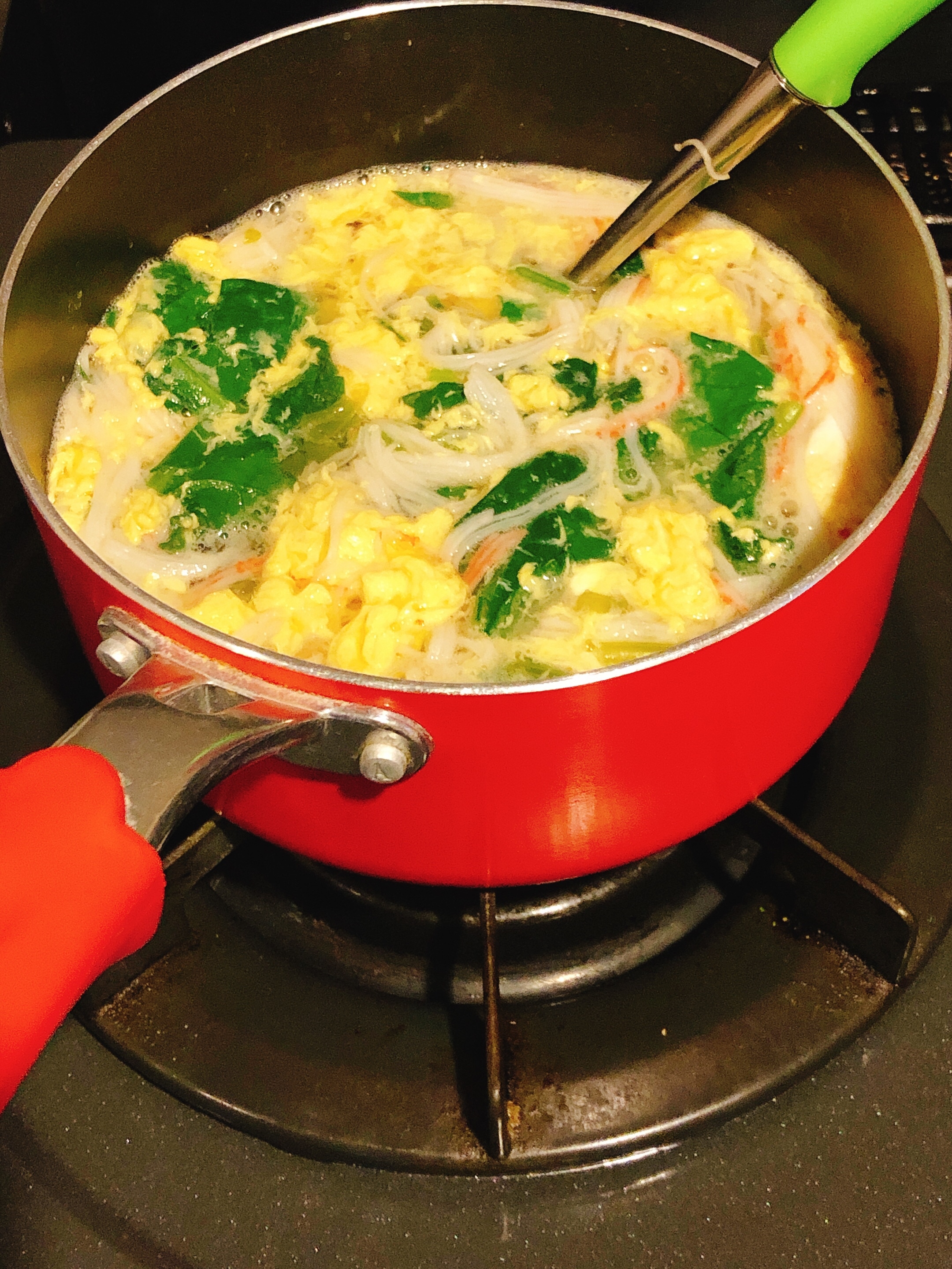 時短 かに玉ほうれん草のお吸い物 潰瘍性大腸炎 レシピ 作り方 By Myuuumin 楽天レシピ