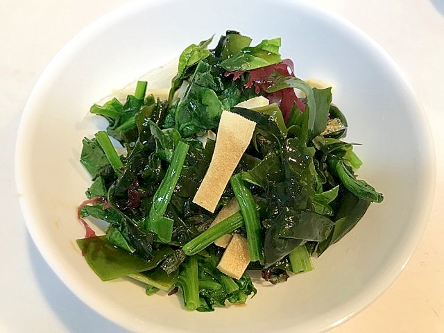 ほうれん草と高野豆腐と海藻の☆ミネラル沢山サラダ