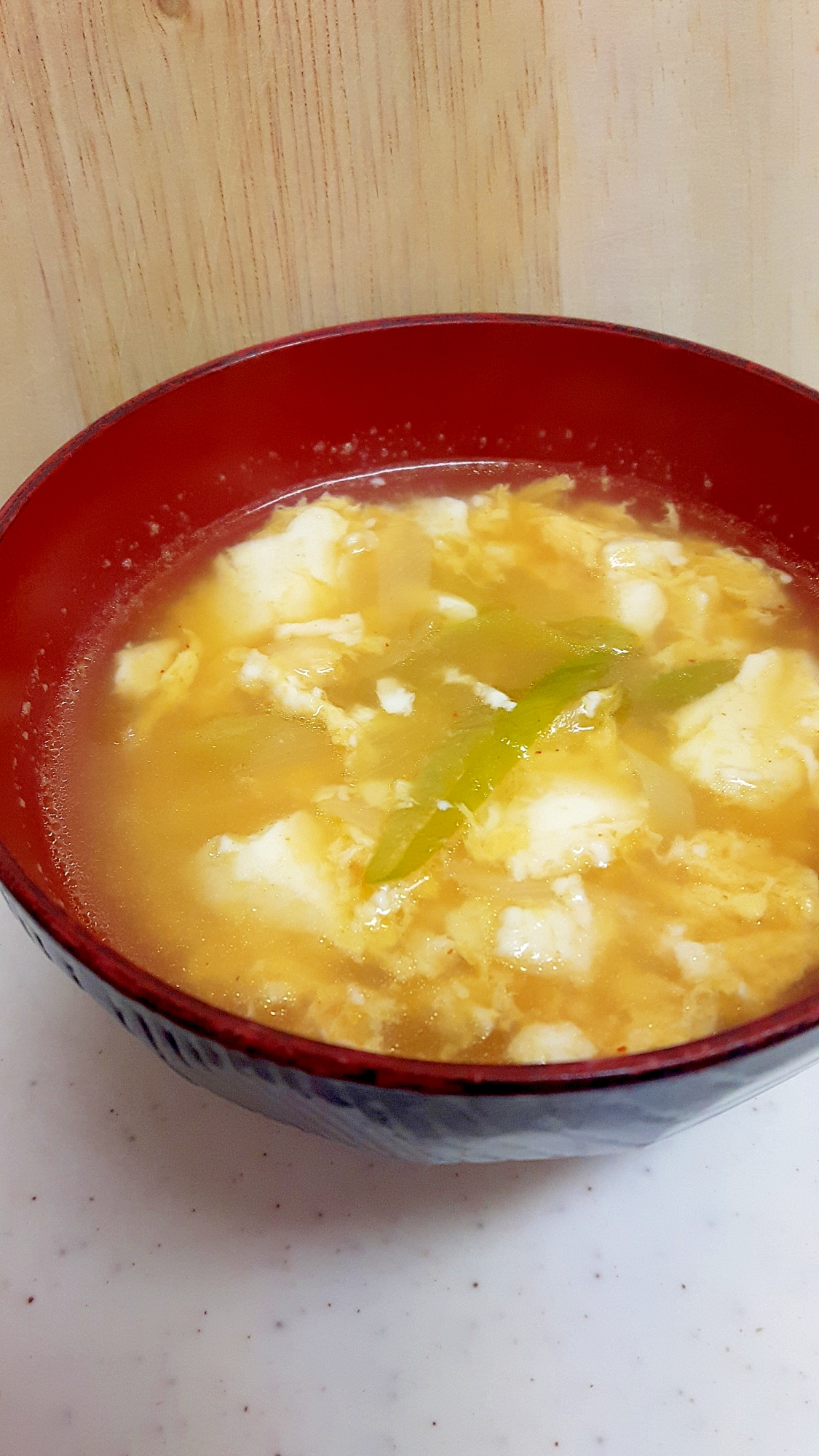 簡単！温まる(^^)豆腐と長ネギのチゲ風スープ♪
