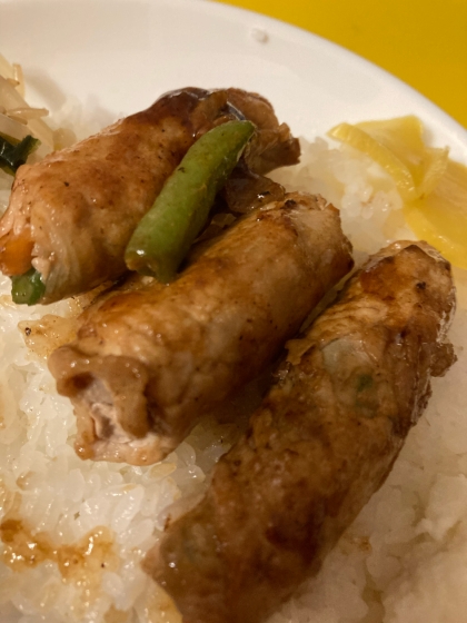 インゲンも入れて。甘辛タレが美味しかったです！