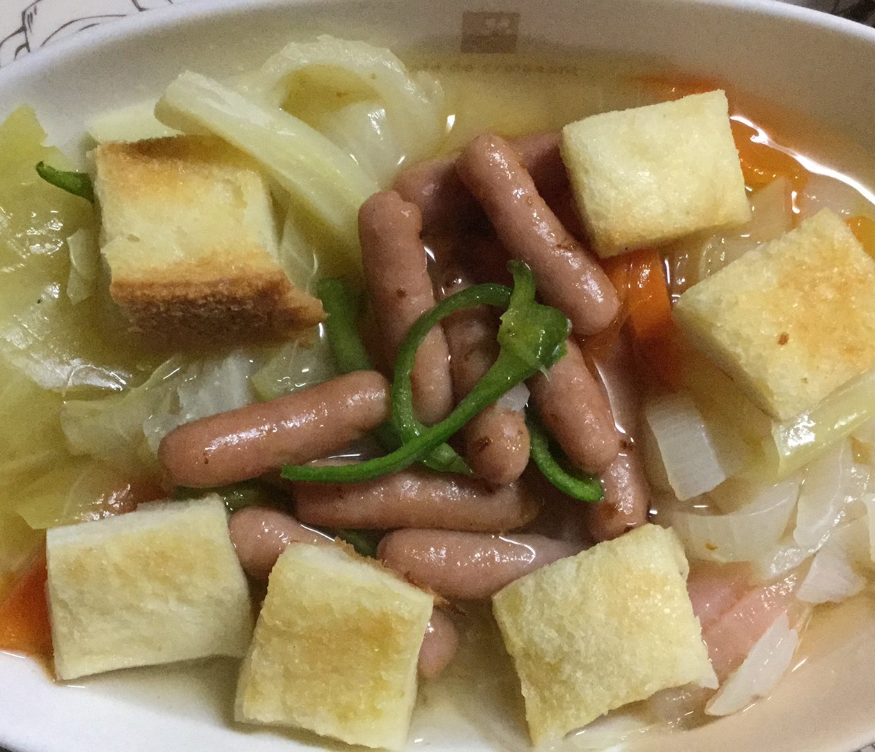 圧力鍋で時短　野菜・ポークビッツ・食パン　美味しく