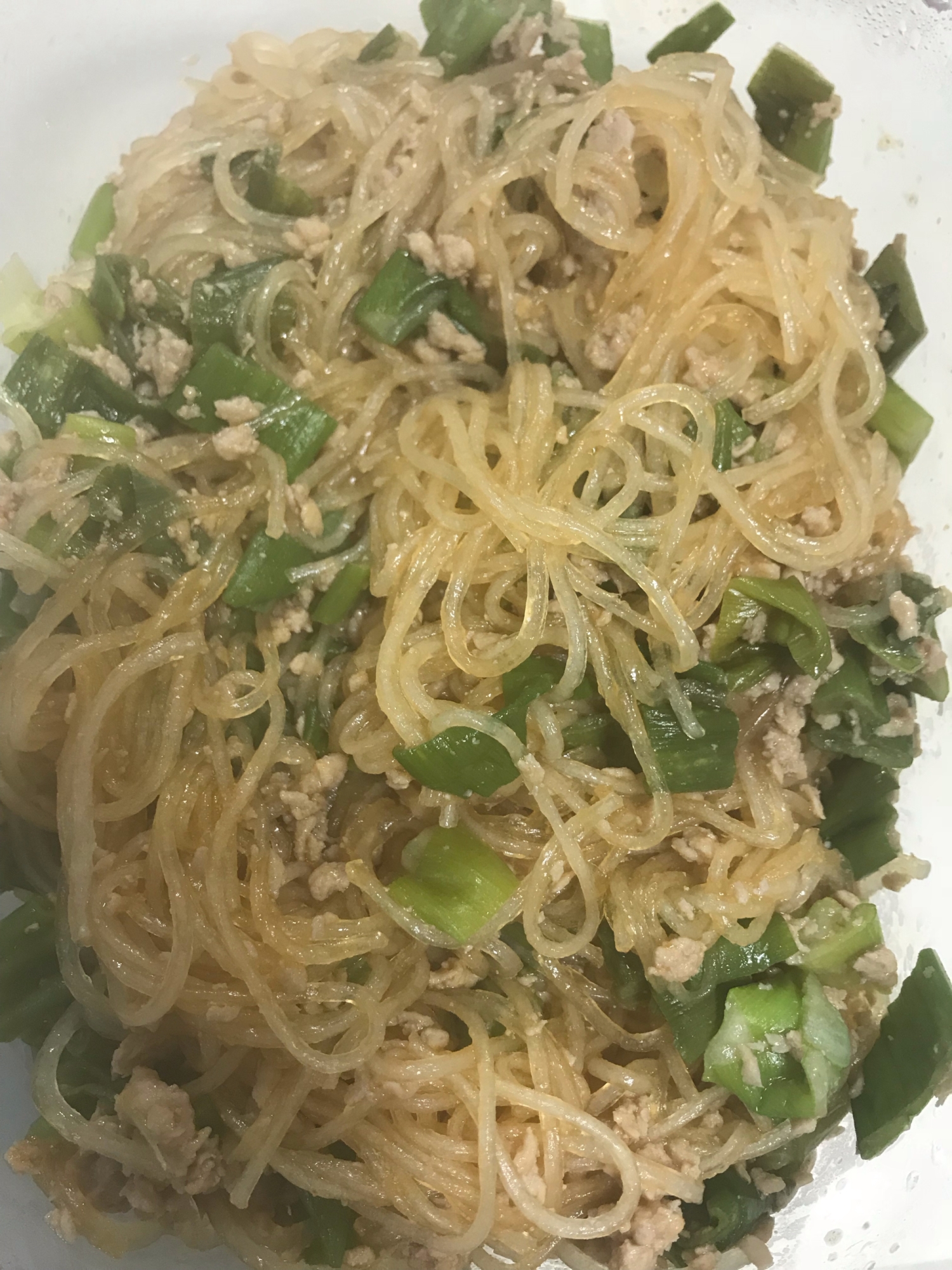 レンジで！鶏そぼろと長ネギの春雨