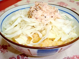 男の料理! ツナマヨきゃべつ卵かけご飯