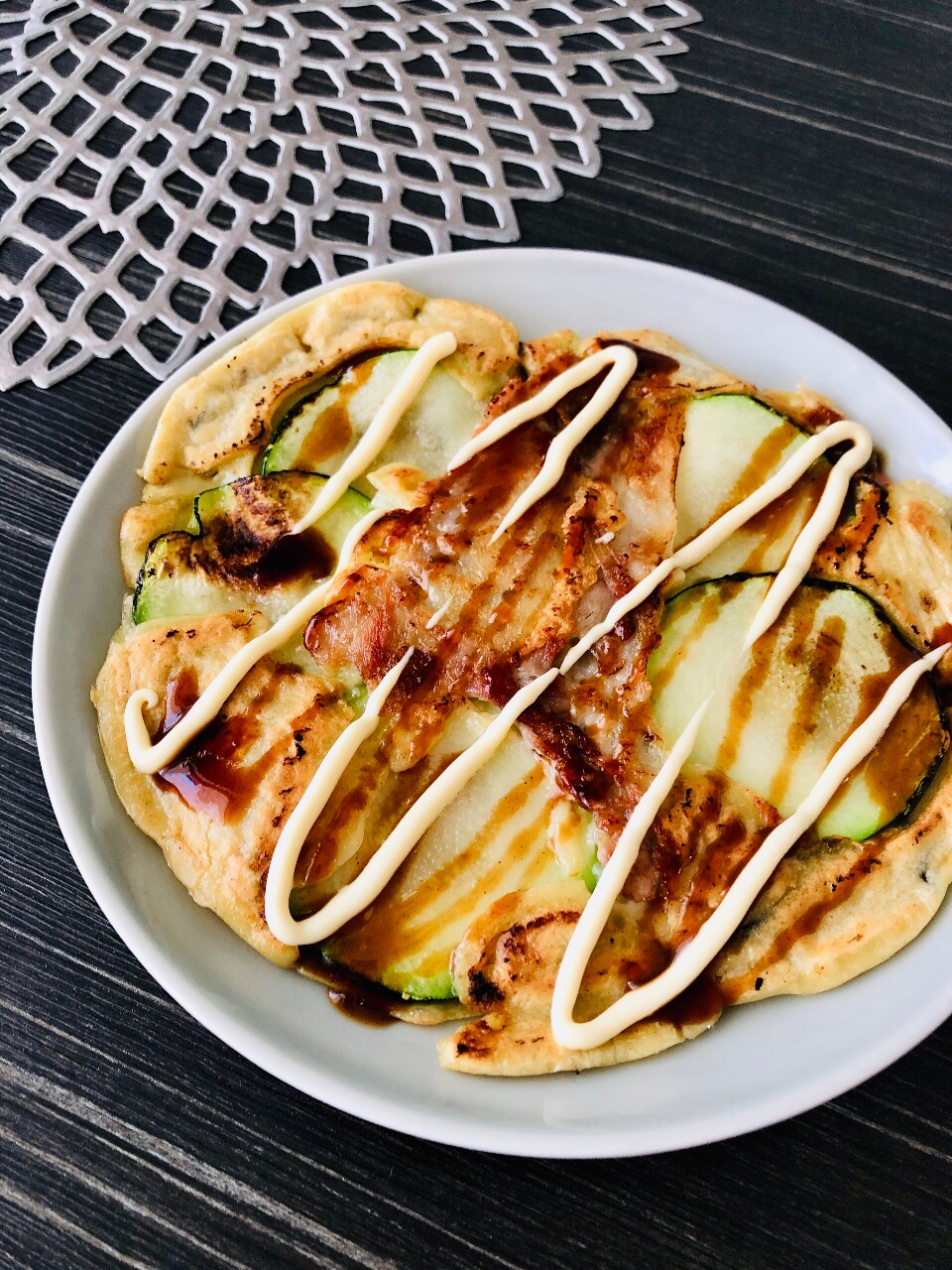 夏はこれ！ズッキーニと茄子の豚玉お好み焼き