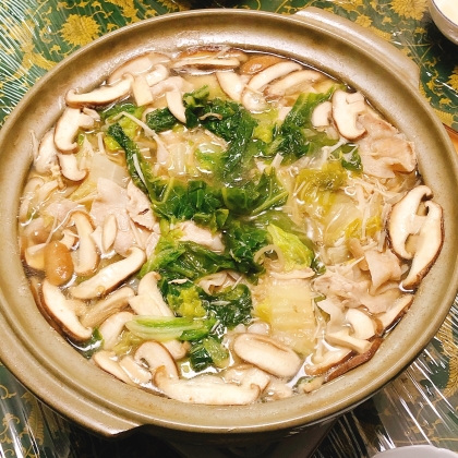 鶏&えのき&葉玉葱&菜花&豆腐鍋