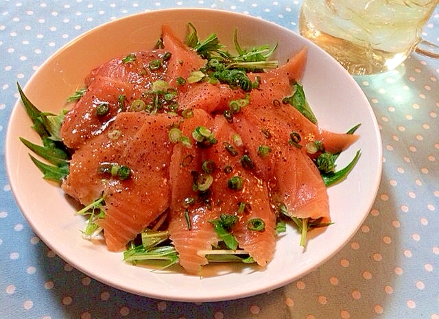 醤油麹でサーモンの和風カルパッチョ