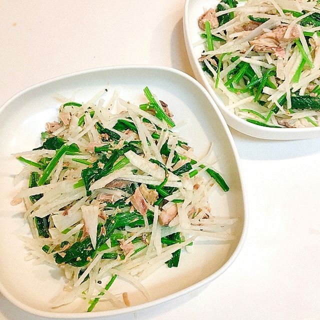 ほうれん草と細切り大根の♪ヘルシー鯖缶サラダ