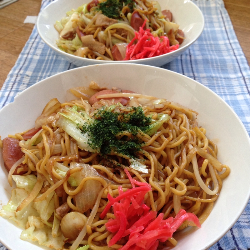 Beerを入れて美味しく♪ソース焼きそば♪