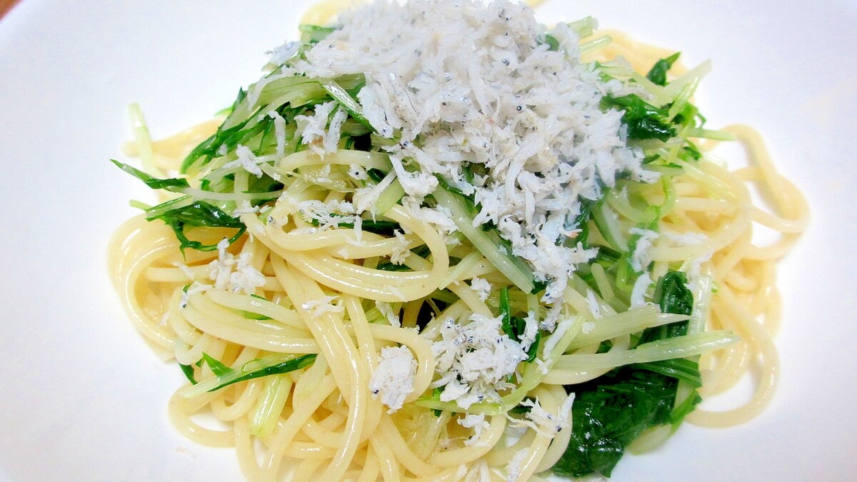 しらすと水菜の塩麹パスタ レシピ 作り方 By Mococo05 楽天レシピ しらすと水菜の塩麹パスタ レシピ 作り方 By Mococo05 楽天レシピ