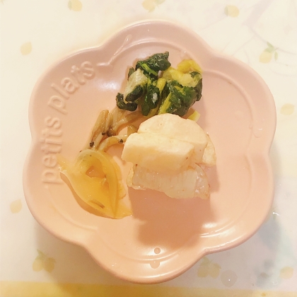 小松菜長芋玉ねぎ椎茸の煮物♪