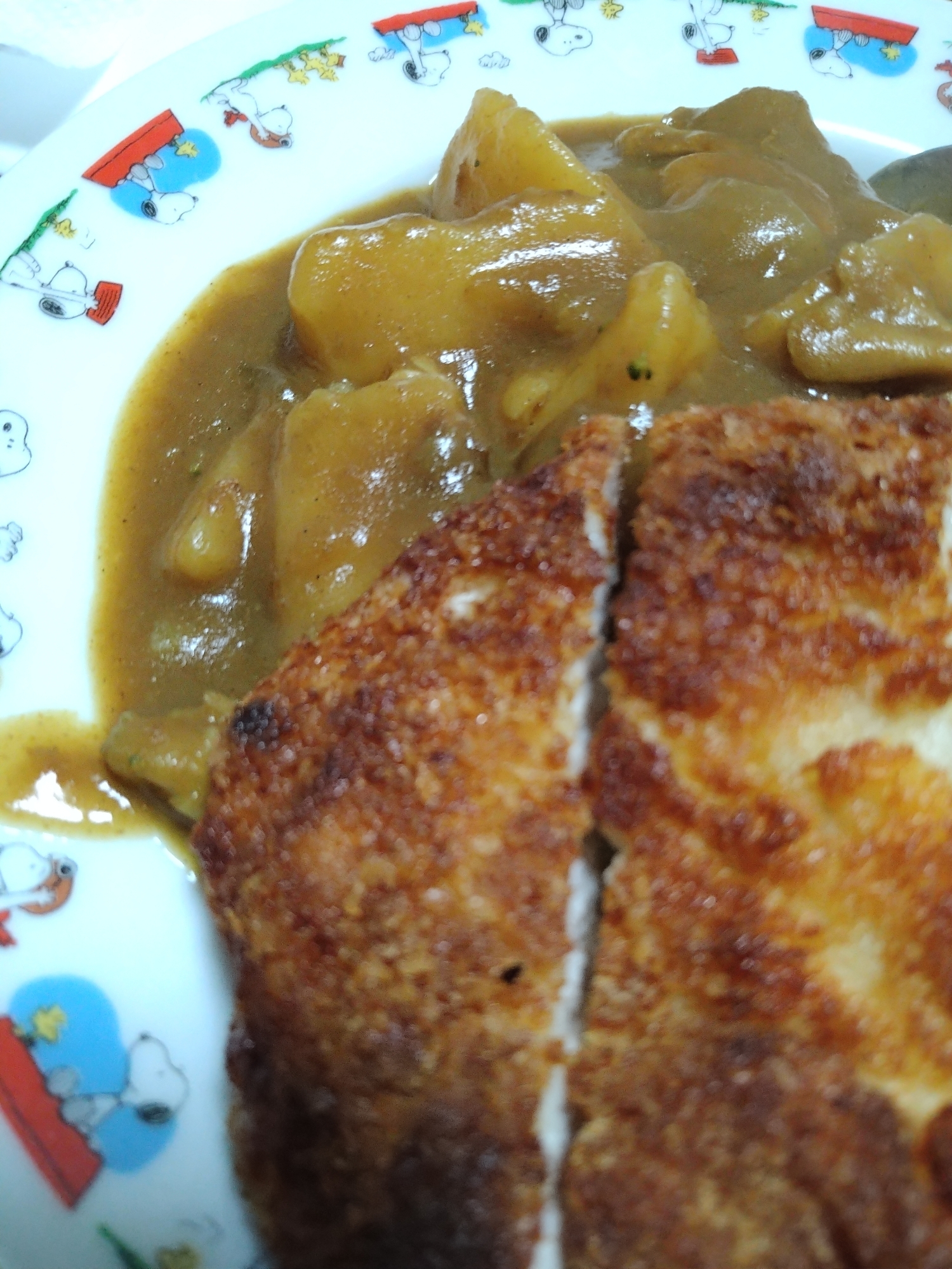 前日のカレーでカツカレー