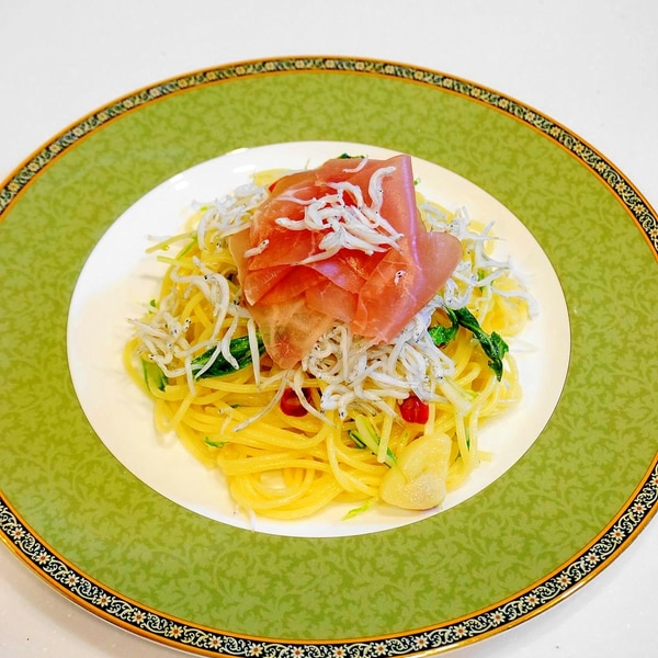 豪華絢爛 でも簡単 生ハムと水菜とシラスのパスタ レシピ 作り方 By Oppeke22 楽天レシピ 豪華絢爛 でも簡単 生ハムと水菜とシラスのパスタ レシピ 作り方 By Oppeke22 楽天レシピ
