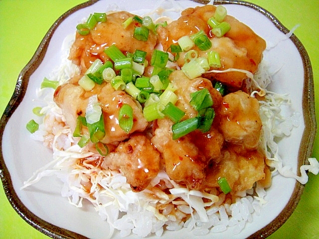 ピリ辛鶏天丼