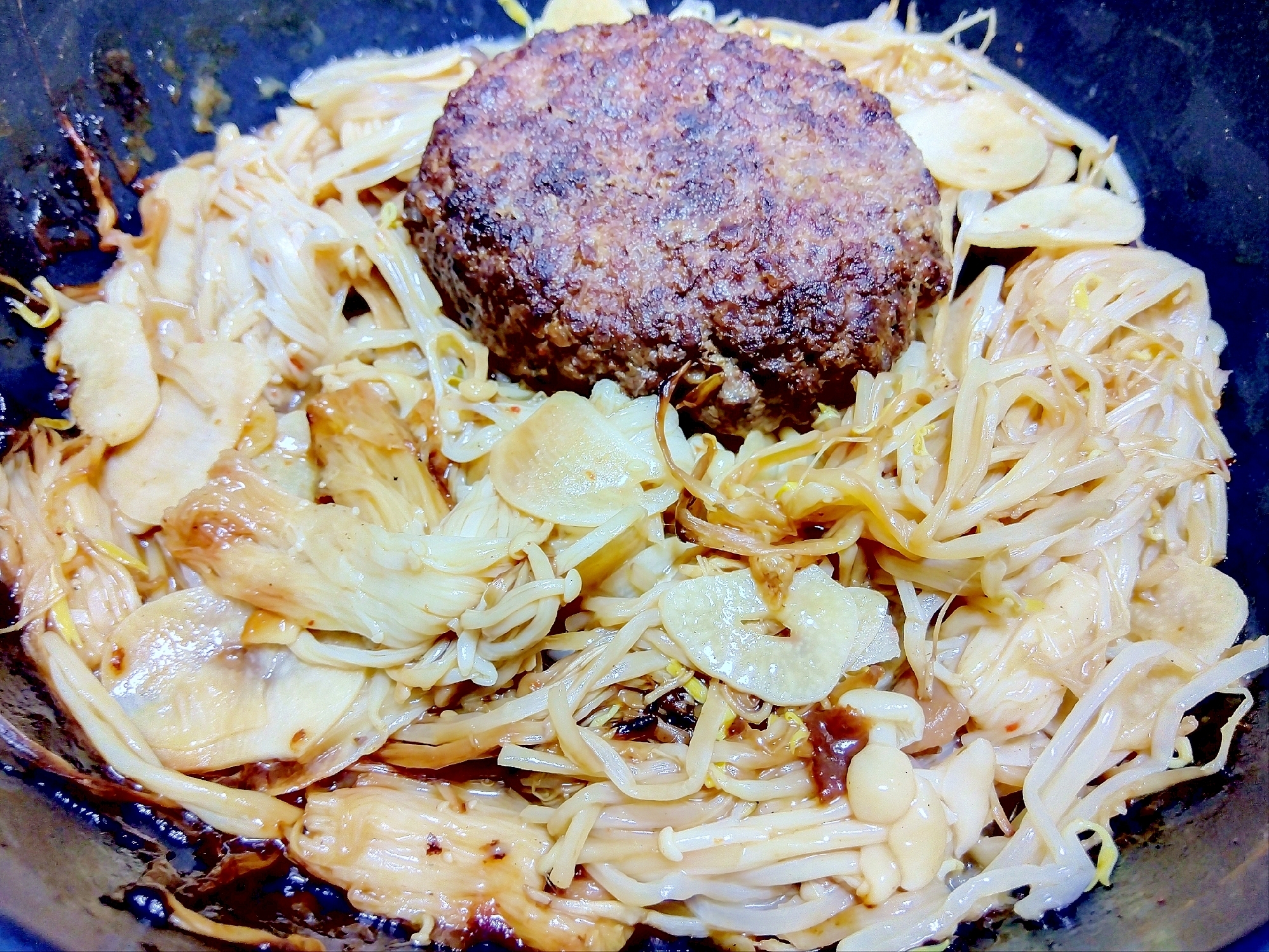 モヤシえのきハンバーグ蒸し煮