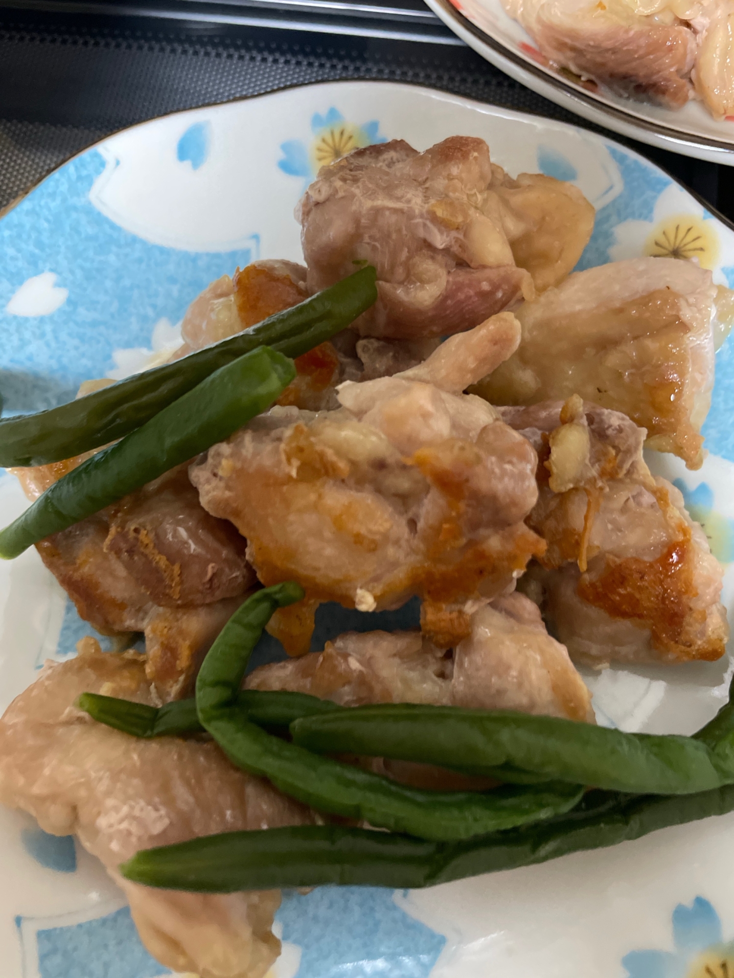 鶏もも肉といんげんのマヨ醤油炒め(^^)