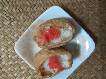 mimiちゃん
週一の和の朝食に
作りました＼(^o^)／
明太子のせで刺激的な
お稲荷さん初で美味しかったです♪