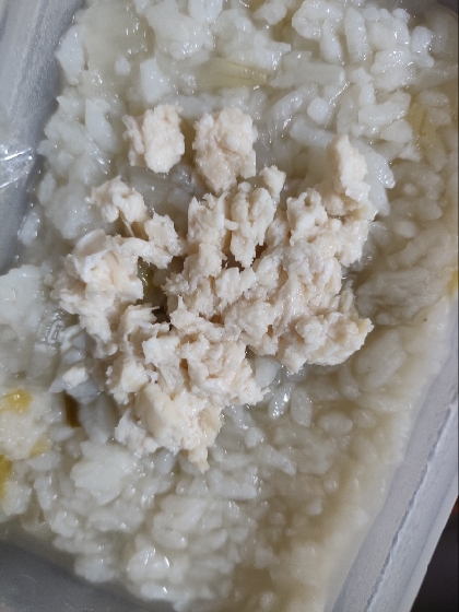 小松菜とささみの生姜雑炊♡