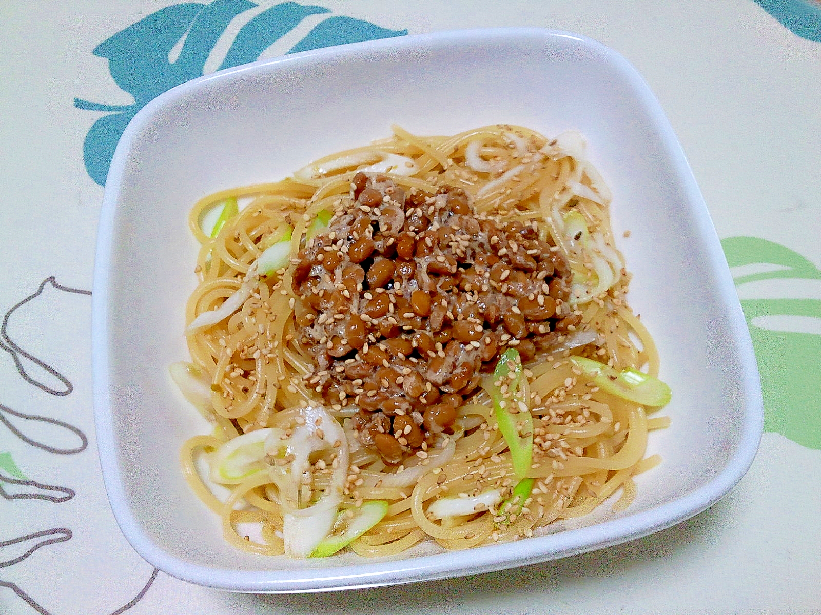 ゆず胡椒風味の納豆パスタ++