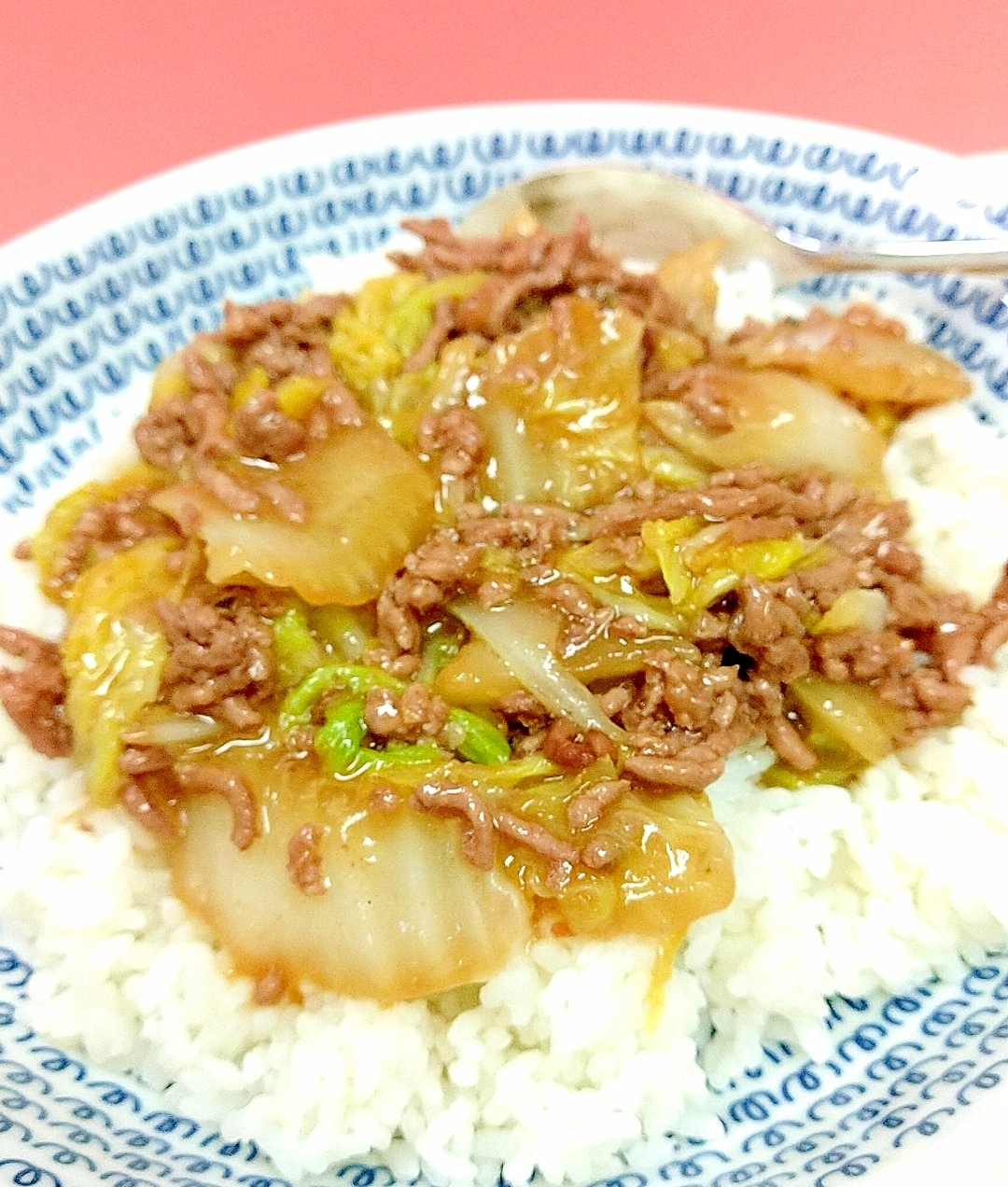 簡単♪(^^)合挽肉と白菜のあんかけ丼♪