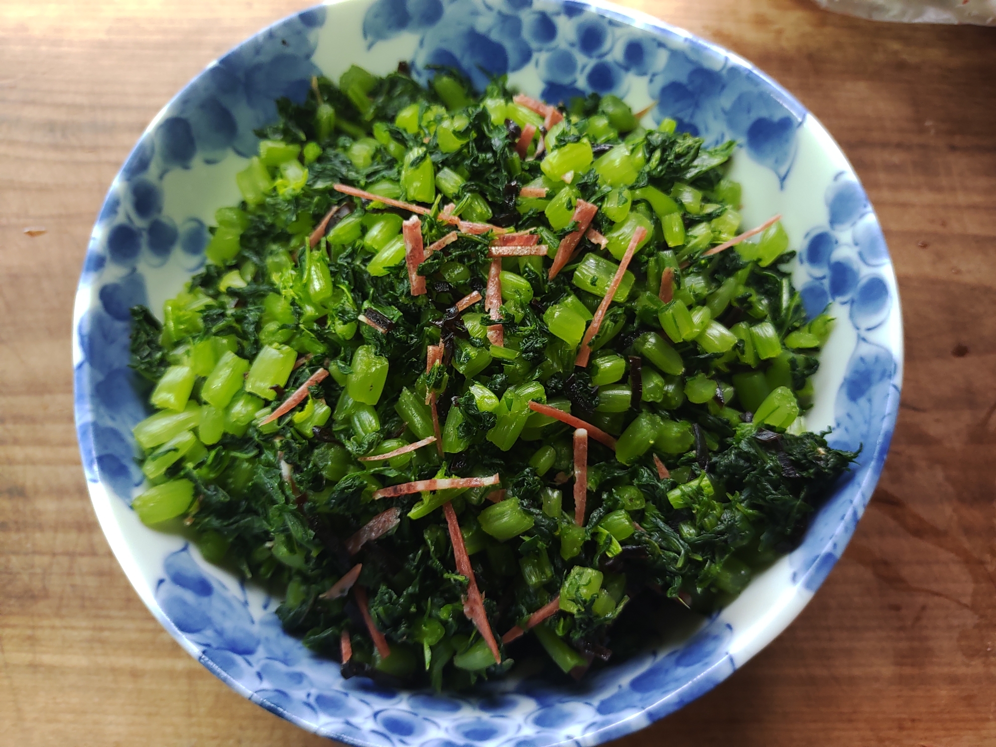 サラミと大根菜の浅漬け