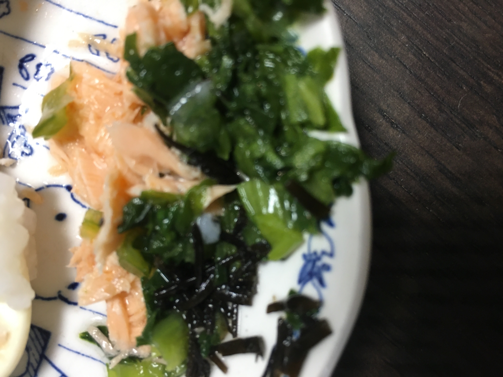 ⁑離乳食カミカミ期⁑鮭の青菜ひじきあえ