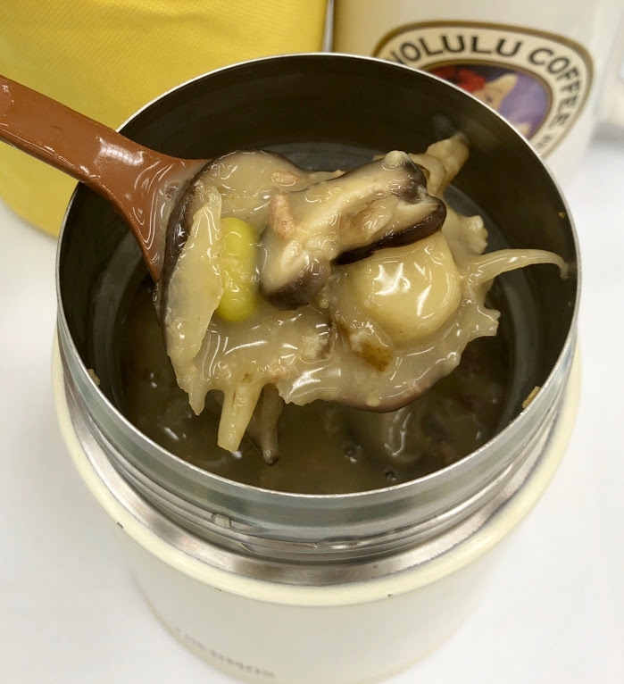 ごぼうと枝豆の醤油コンソメ　オートミール