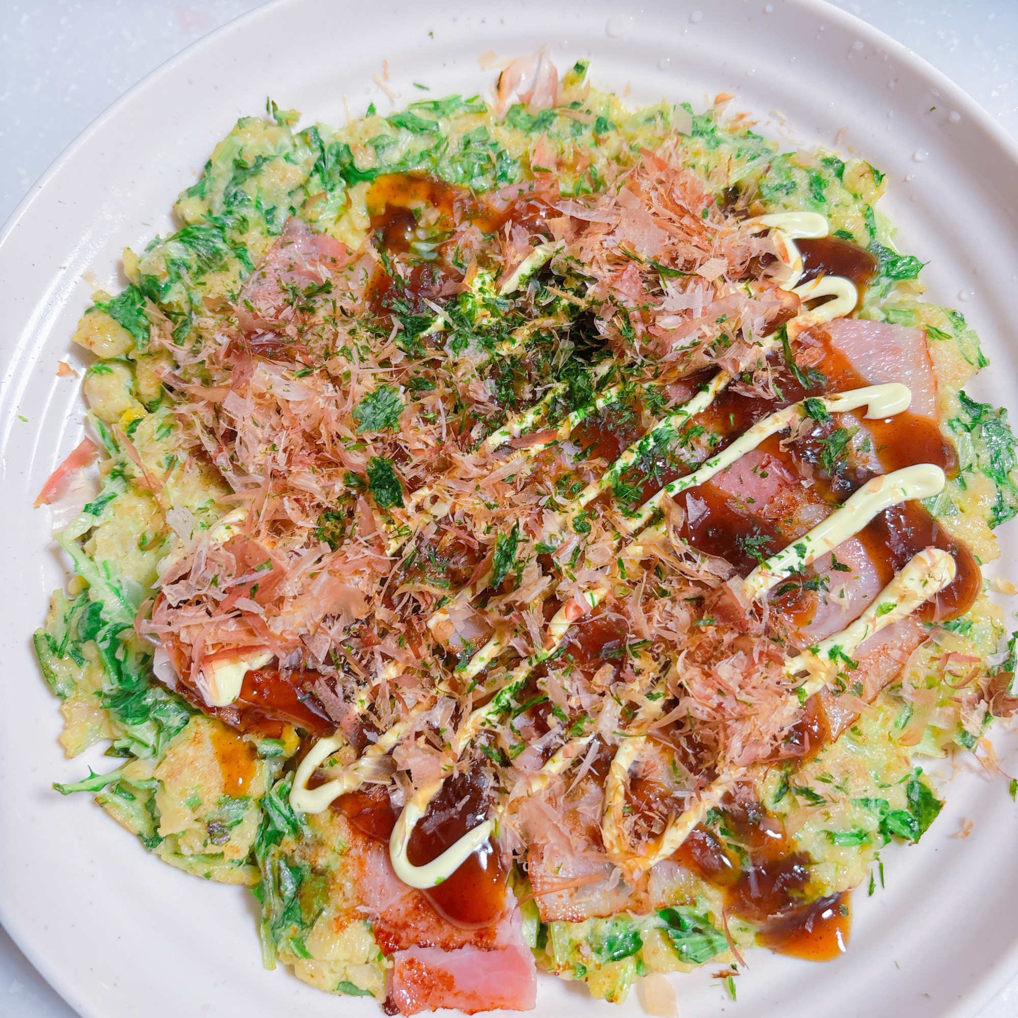 キャベツの代わりに!水菜でお好み焼き