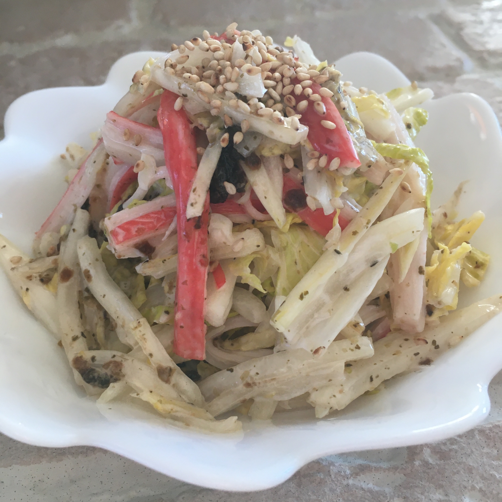 白菜とカニカマの海苔マヨ和え♪