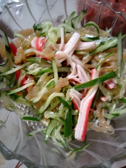 カニカマきゅうりと中華クラゲのサラダ