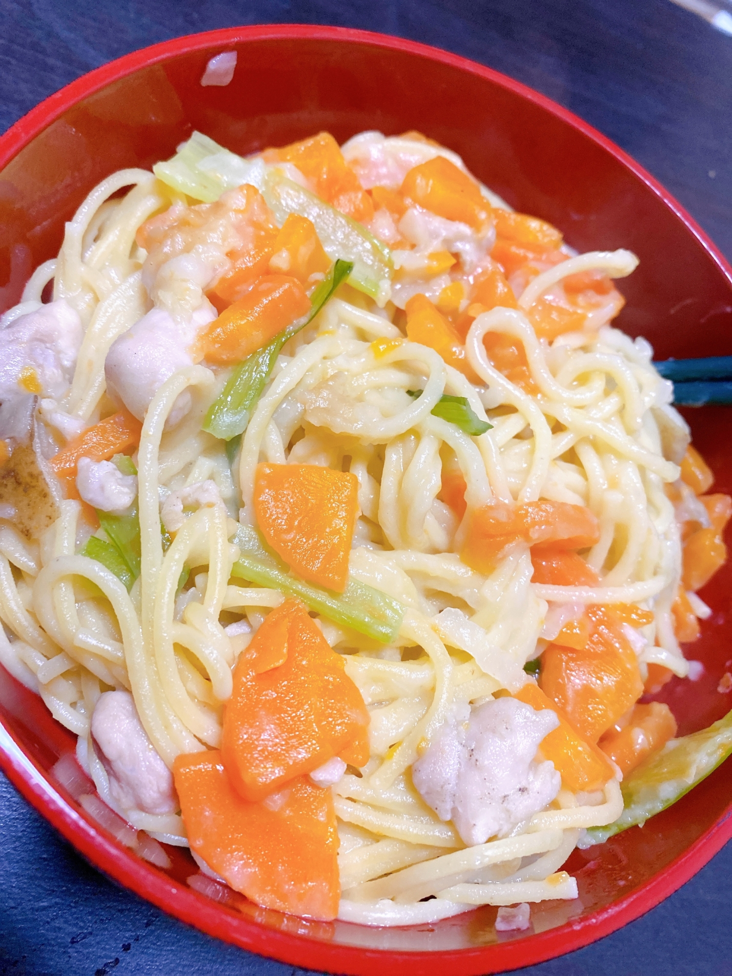 シチューの残りで！クリームパスタ