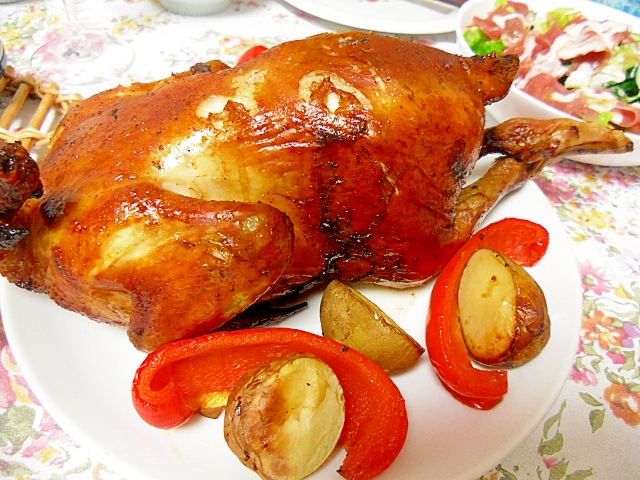丸鶏のローストチキン　クリスマスに簡単美味しい