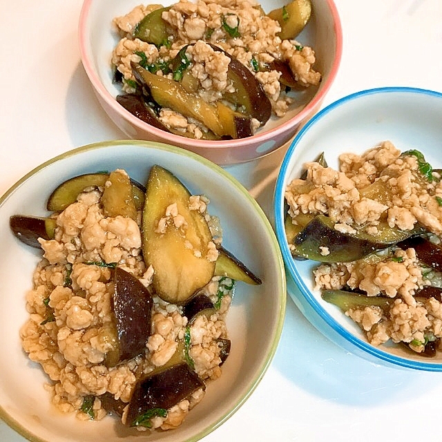 ご飯が進みます☆茄子と鶏ひき肉の大葉炒め