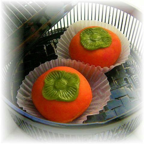 あんぽ柿とクリームチーズの緑豆糕（緑豆冰糕）