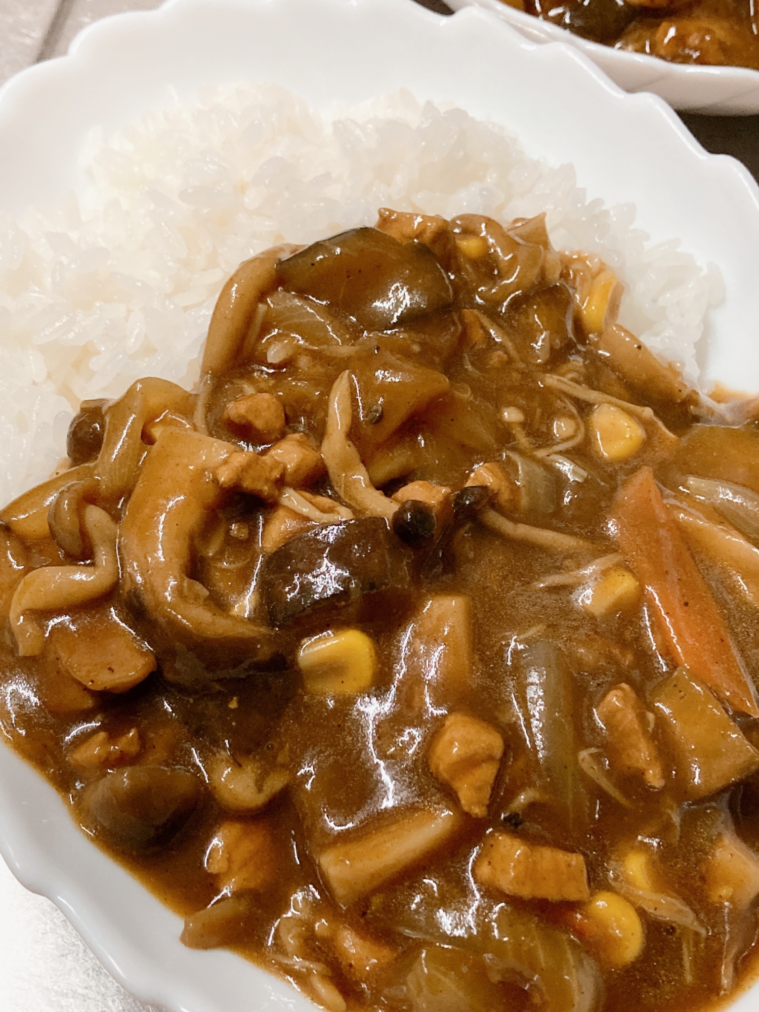 煮込まない中華鍋でキノコカレー