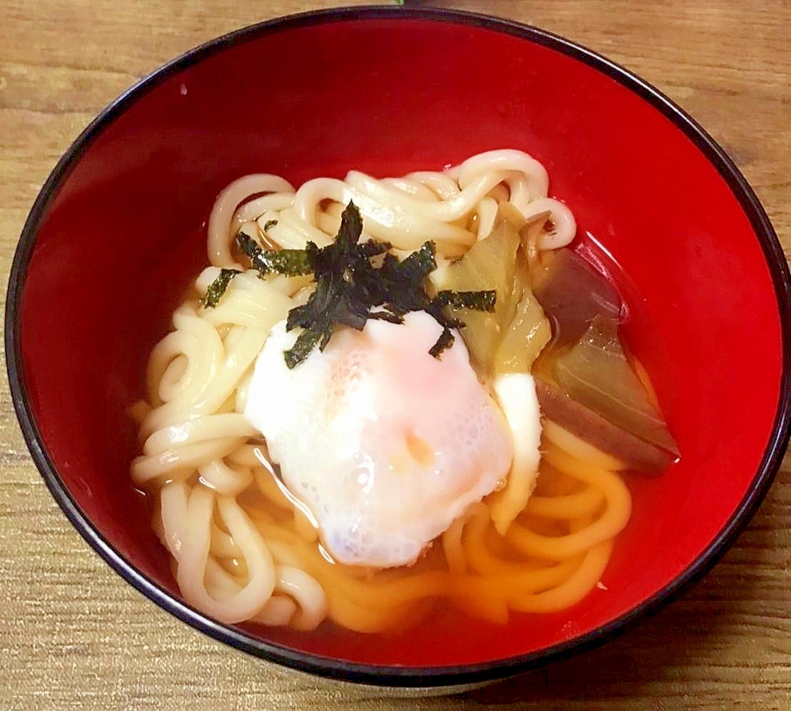 電子レンジで半熟卵！簡単月見おうどん