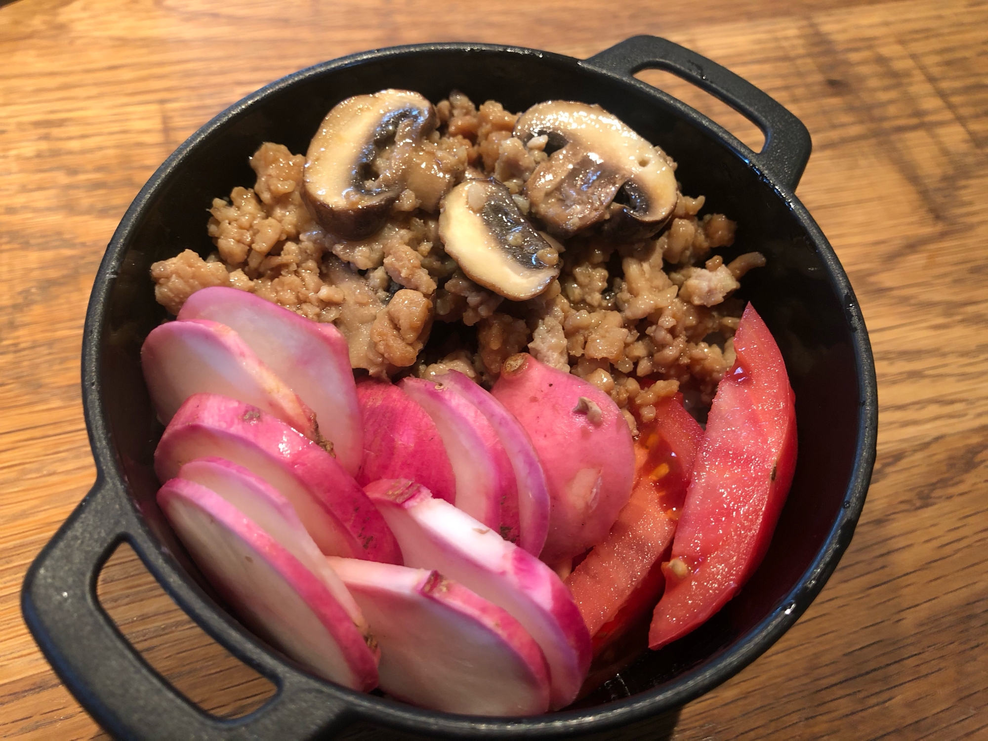 鶏ひき肉とマッシュルームのそぼろ弁当