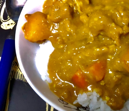 圧力鍋で野菜ゴロゴロ　牛すじと豚肉カレーライス