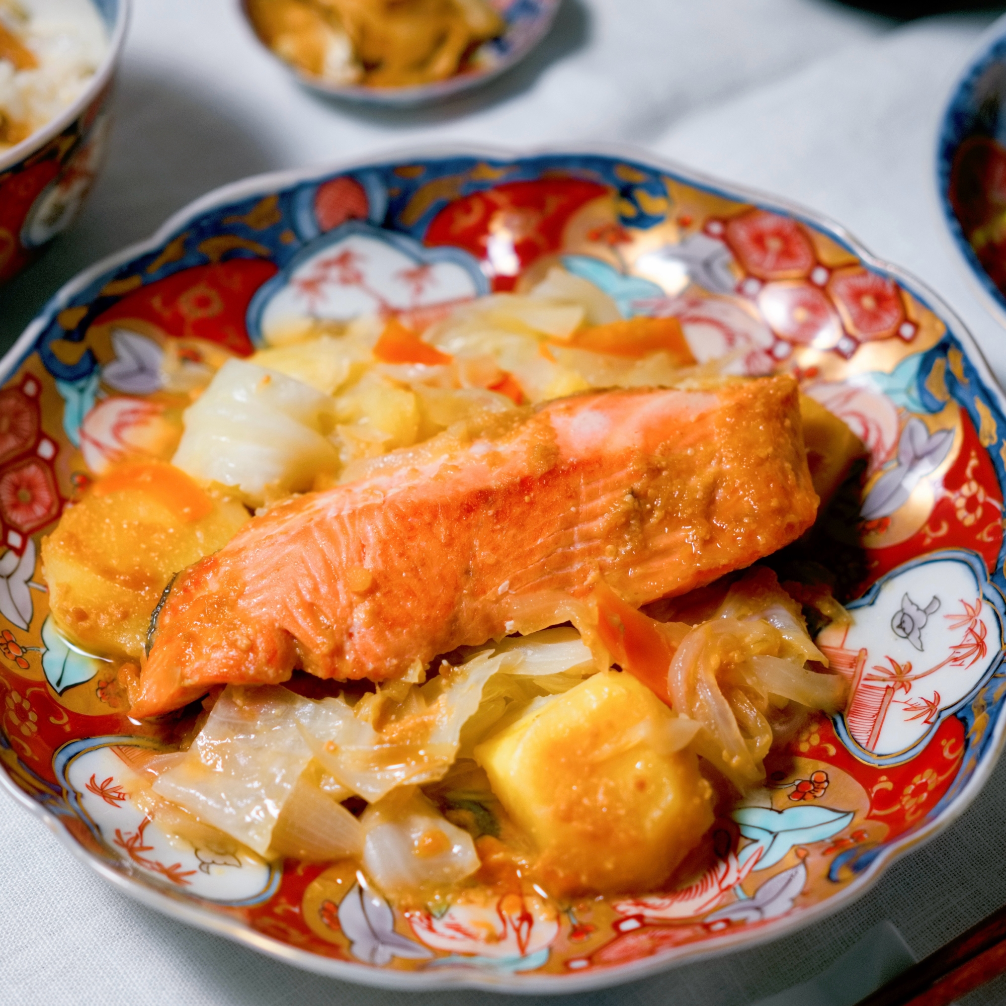 さけ、キャベツ、じゃがいものみそ焼き【和食・主菜】