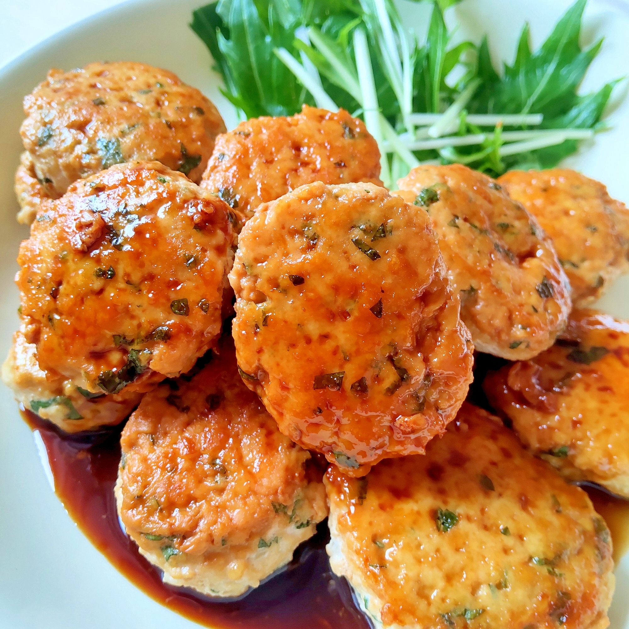 【ご飯が進む】大葉入り鶏団子の照り焼き【お弁当】