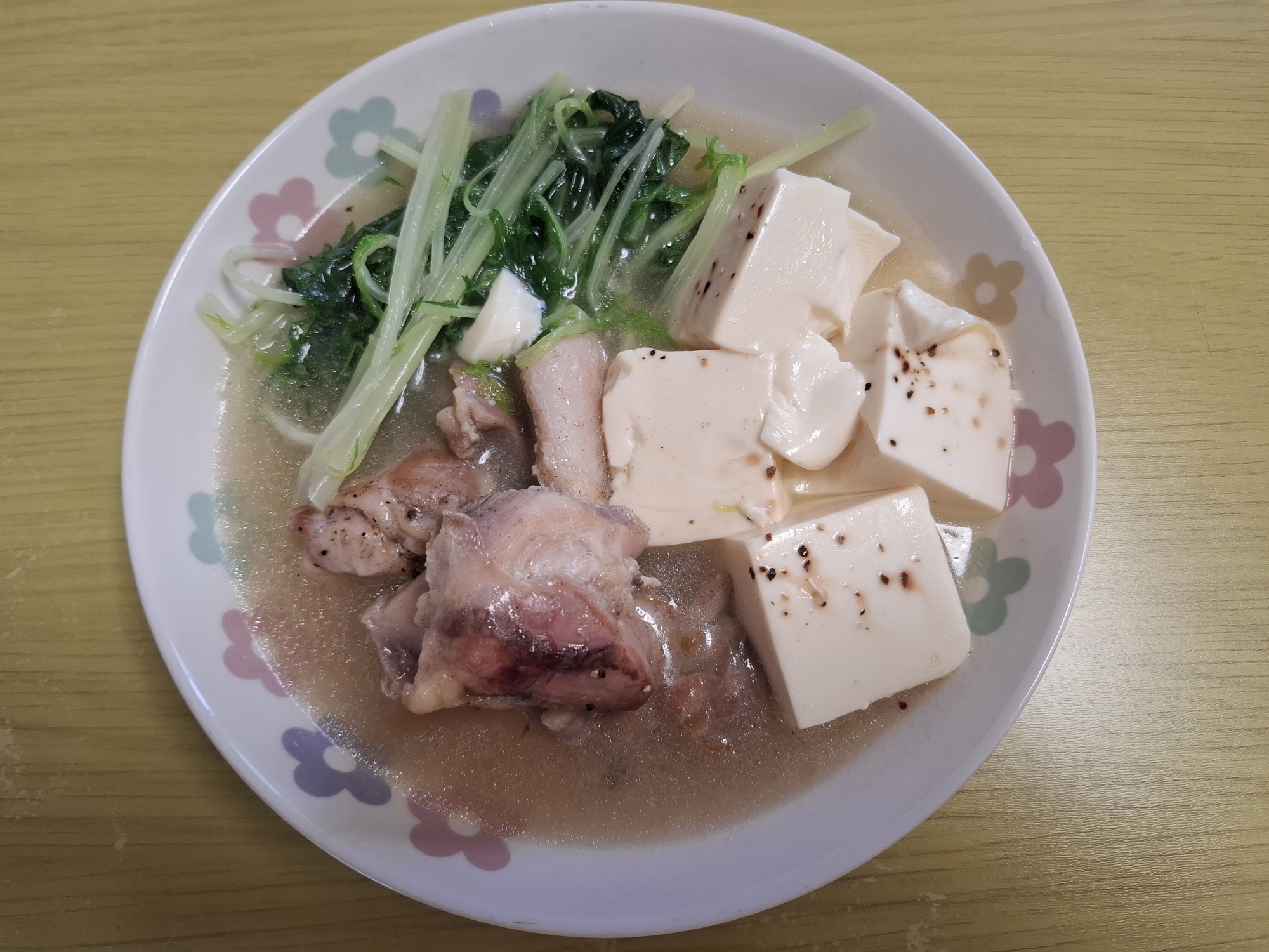 豆腐と鶏と水菜の塩だれ煮