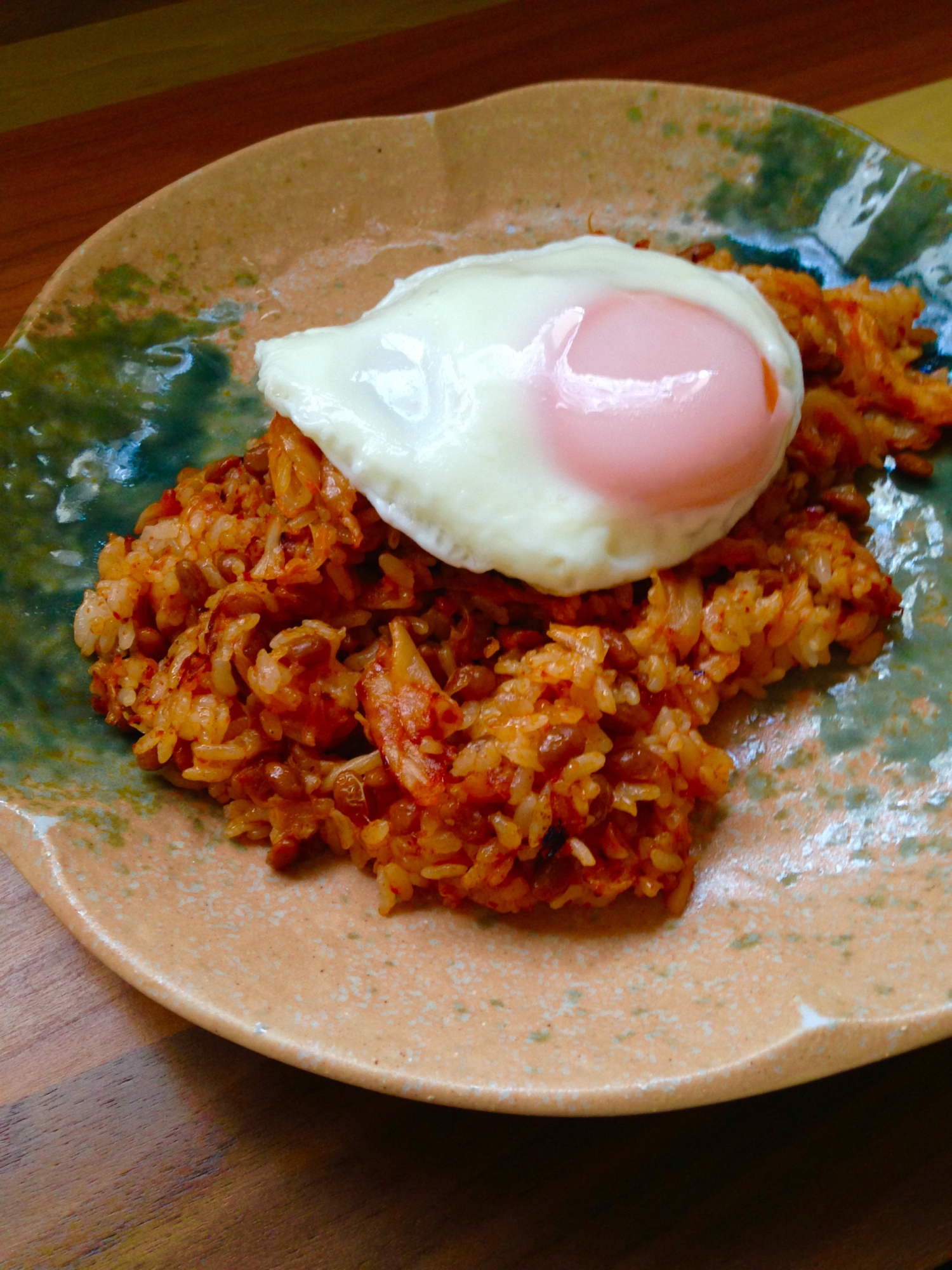 節約ランチ♪辛キムチ納豆チャーハン♪