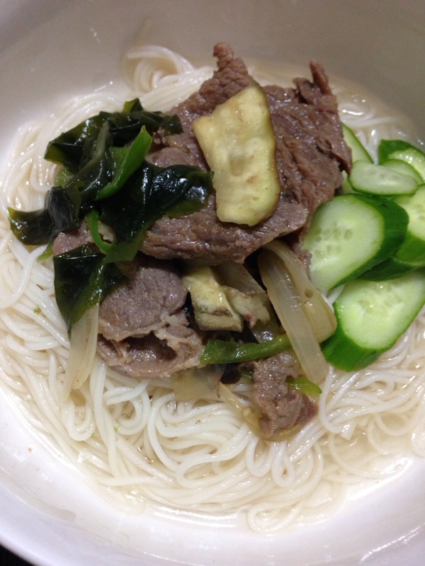 そうめんで！贅沢牛カルビ冷麺