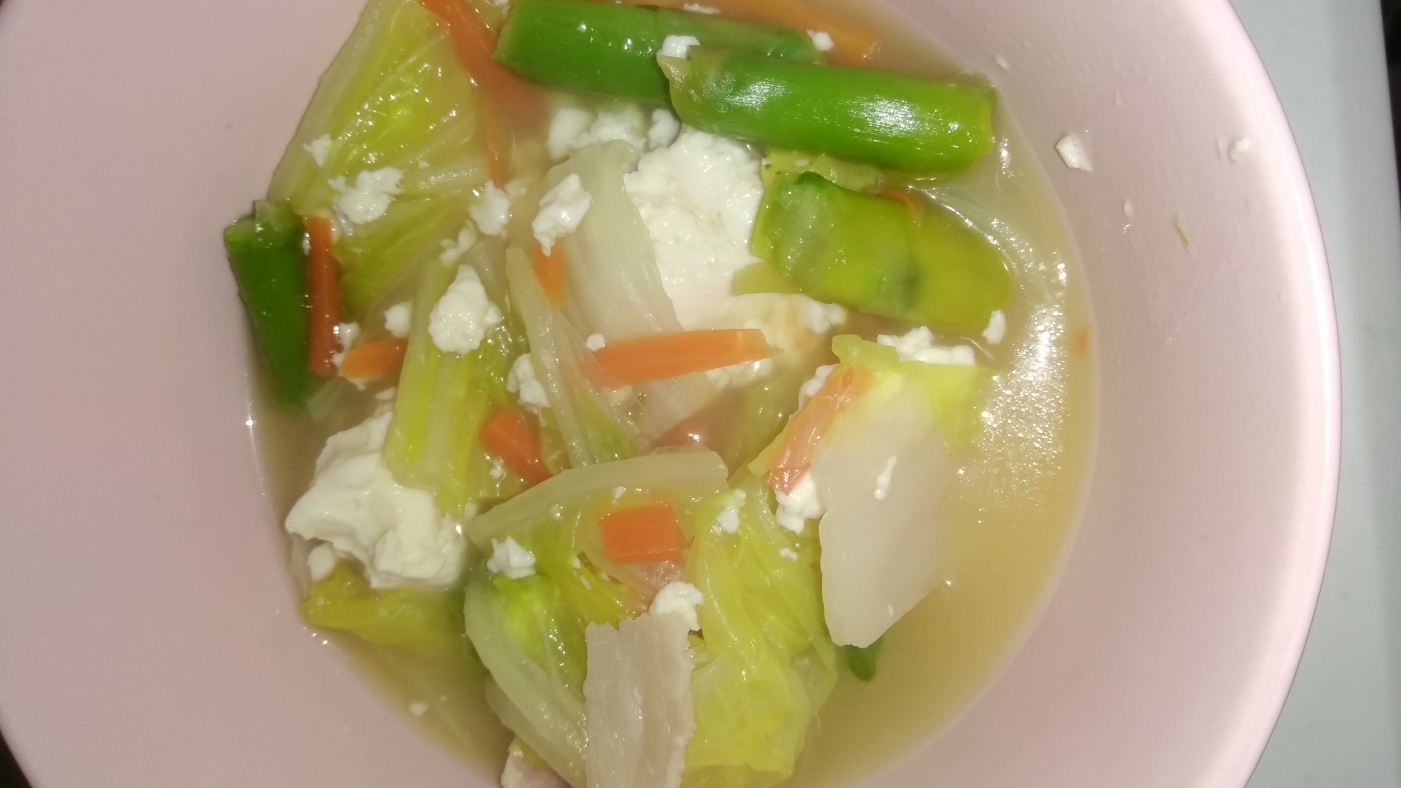 豆腐と野菜のとんこつスープ