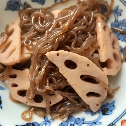 糸こんにゃくとれんこんのごま油炒め