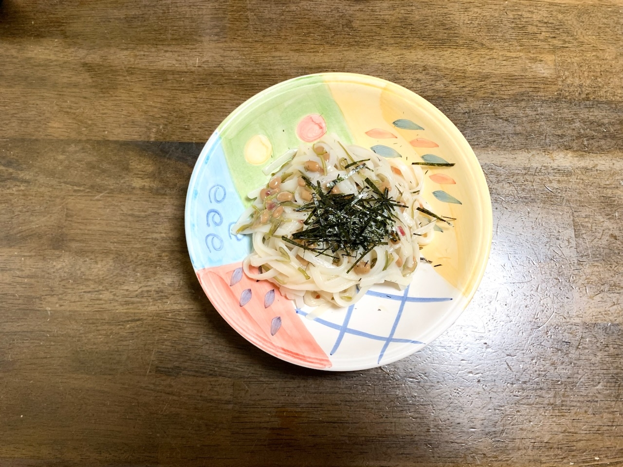 パスタレシピ　めかぶと納豆の梅パスタ